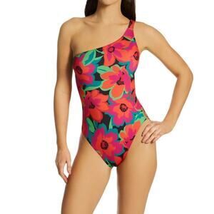 Sanctuary Gardener Floral Printed One Shoulder One Piece Swimsuit Size Small NWT